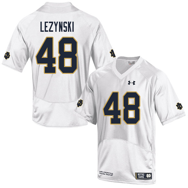 Men #48 Xavier Lezynski Notre Dame Fighting Irish College Football Jerseys Sale-White